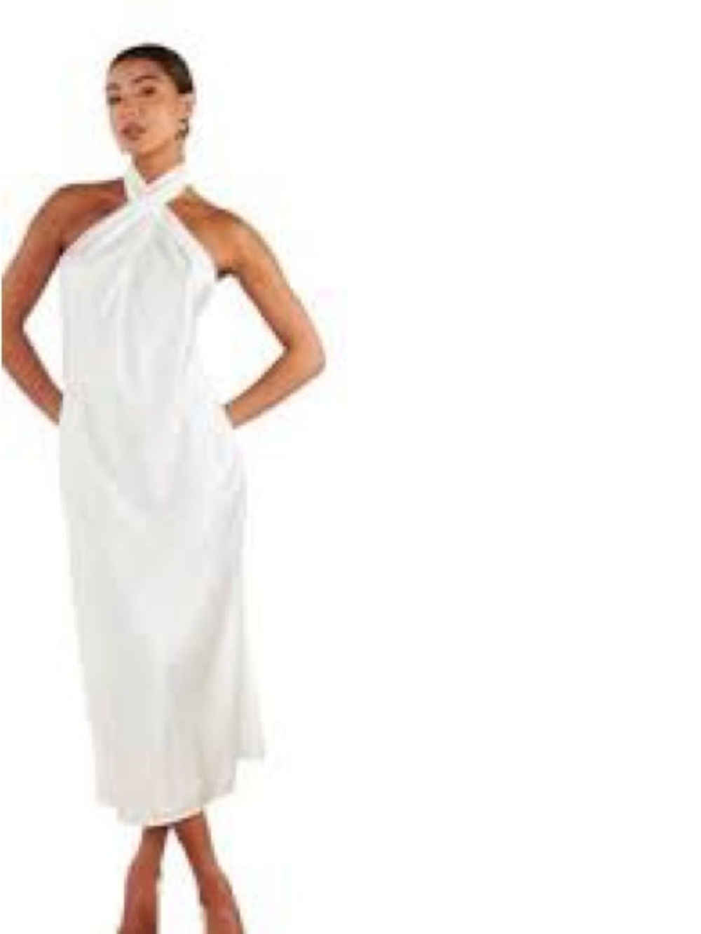 Grace Karin White Sleeveless Twist-Neck Maxi Dress